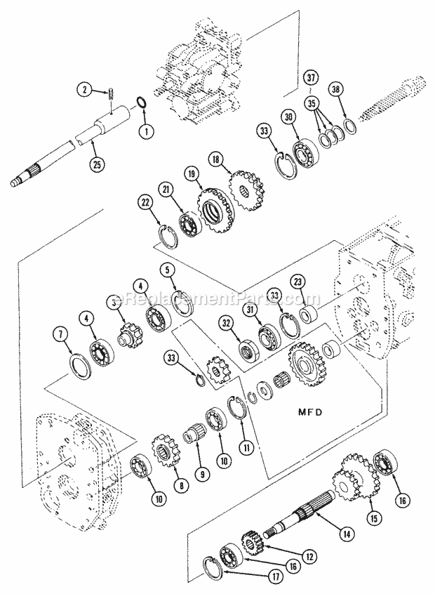 Hydrostatic - Internal Gearing Diagram and Parts List for 544-434D100, 545-434D100, 546-434D100 Cub Cadet Lawn Tractor